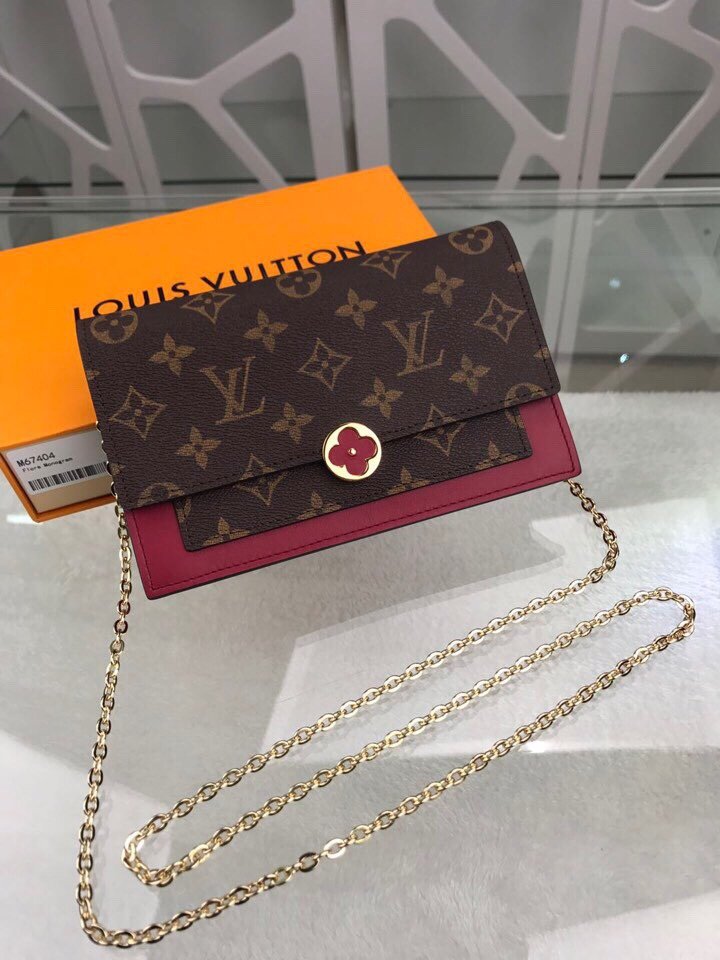 m67404 lv flore 链条包 monogram 帆布配小牛皮女包