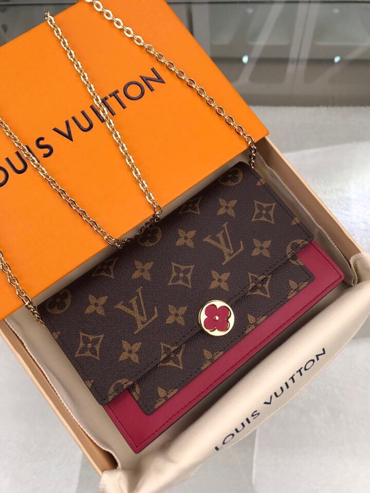 m67404 lv flore 链条包 monogram 帆布配小牛皮女包