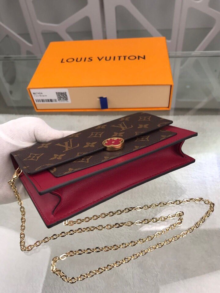 m67404 lv flore 链条包 monogram 帆布配小牛皮女包
